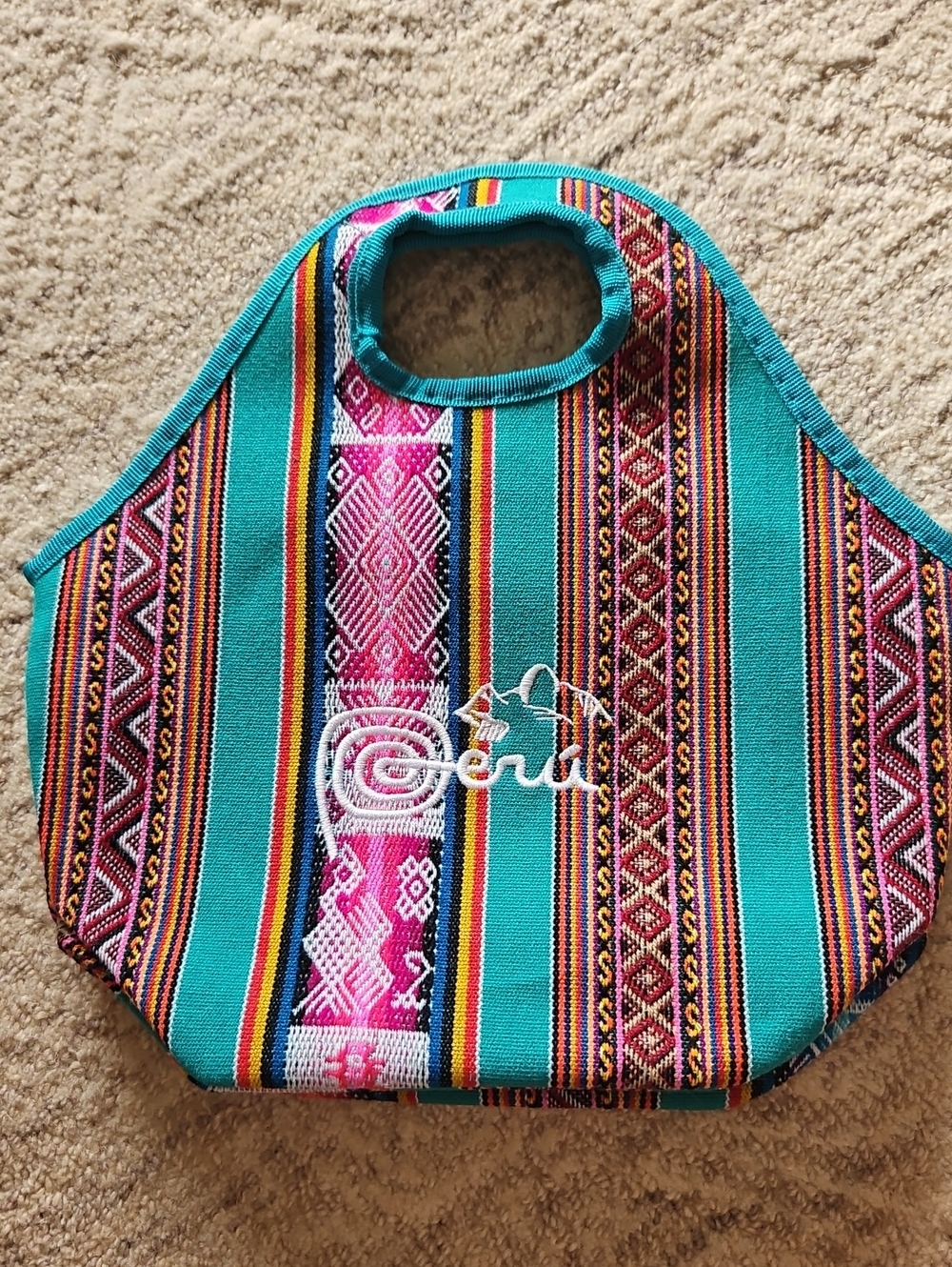 Patterned Turquoise Tote Bag -